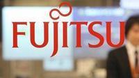 Fujitsu logo on glass