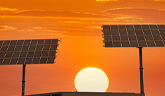 Sunset, solar panels